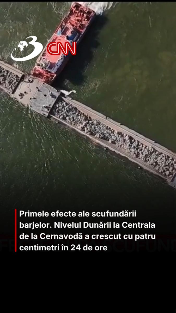 Primele efecte ale scufundării barjelor. Nivelul Dunării la Centrala de la Cernavodă a crescut cu patru centimetri în 24 de ore
