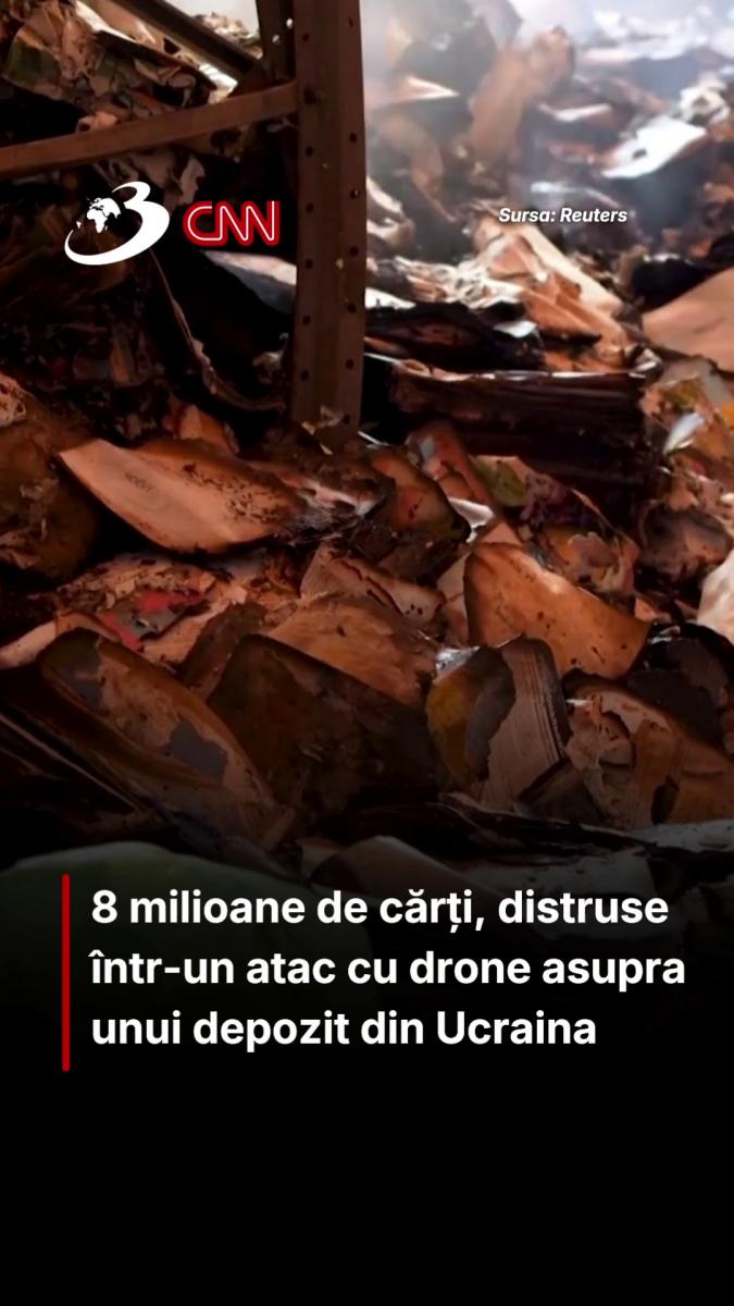 8 milioane de cărți, distruse într-un atac cu drone asupra unui depozit din Ucraina