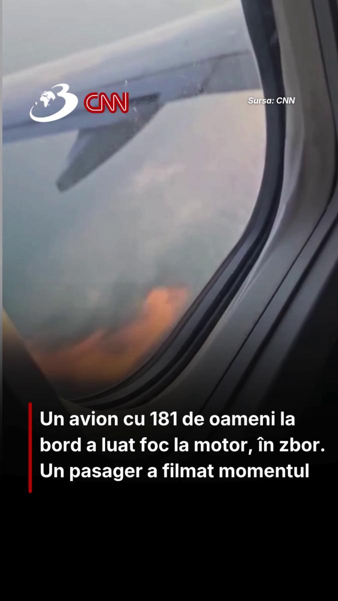 Un avion cu 181 de oameni la bord a luat foc la motor, în zbor. Un pasager a filmat momentul