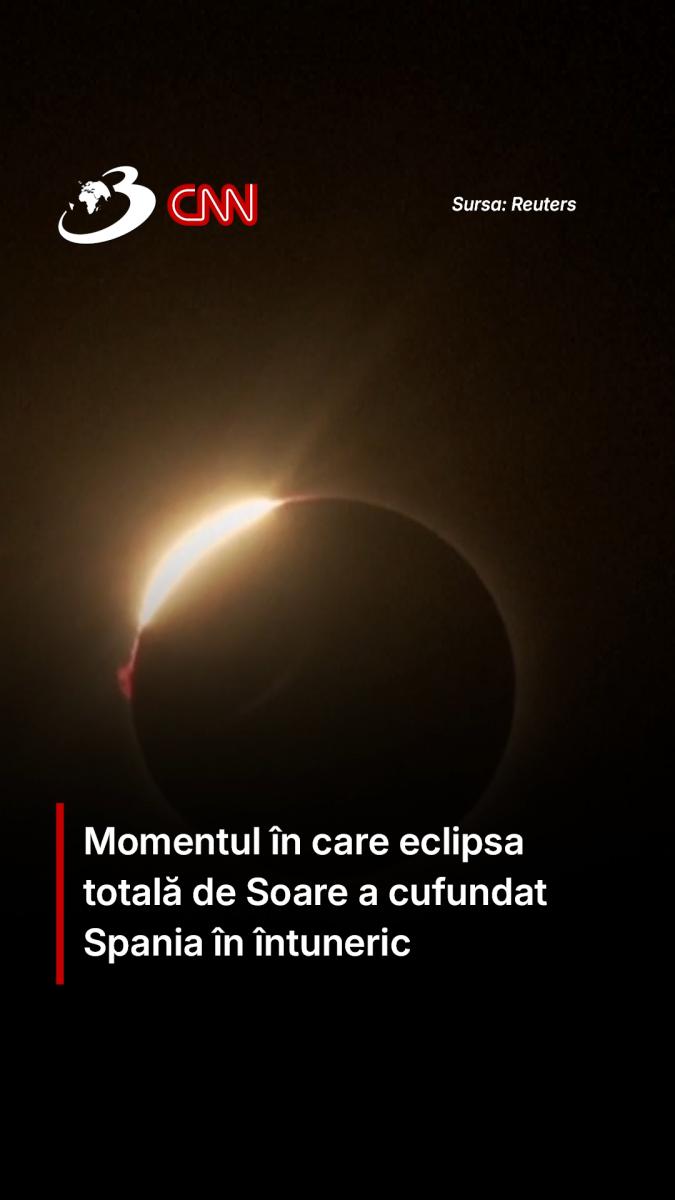 Momentul în care eclipsa totală de Soare a cufundat Spania în întuneric