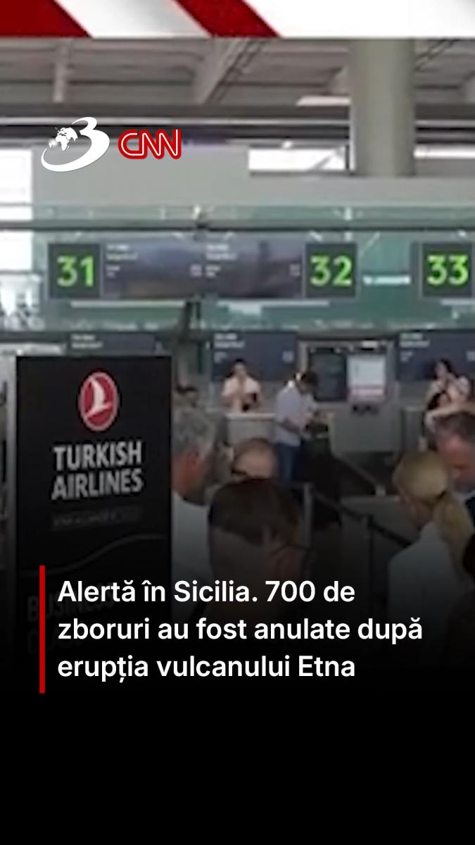 Alertă în Sicilia. 700 de zboruri au fost anulate după erupția vulcanului Etna