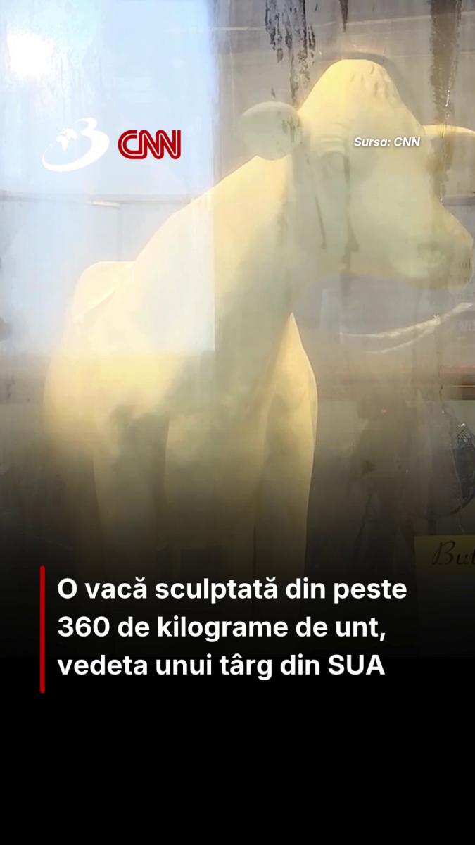 O vacă sculptată din peste 360 de kilograme de unt, vedeta unui târg din SUA 
