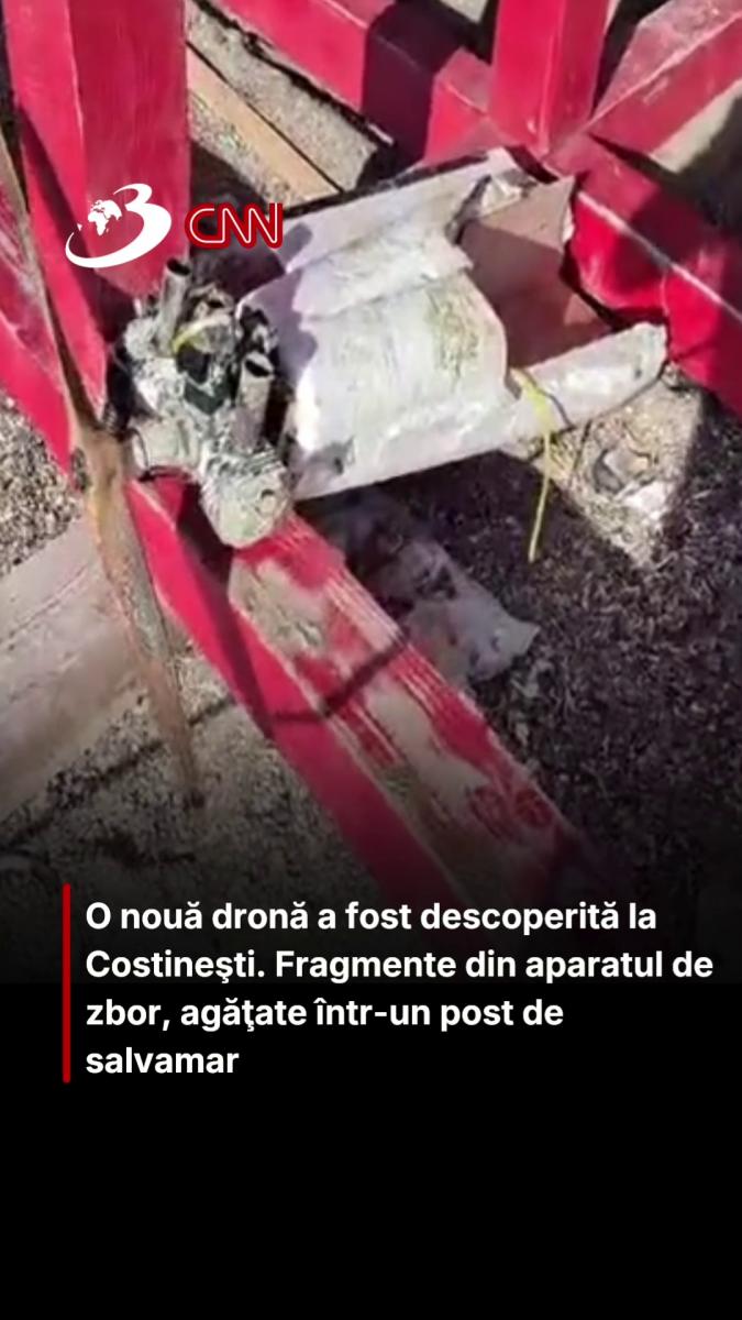 O nouă dronă a fost descoperită la Costineşti. Fragmente din aparatul de zbor, agăţate într-un post de salvamar