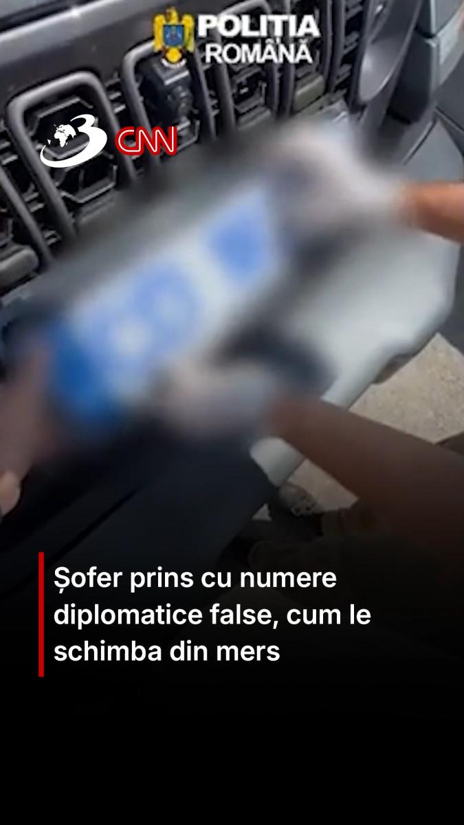 Șofer prins cu numere diplomatice false, cum le schimba din mers