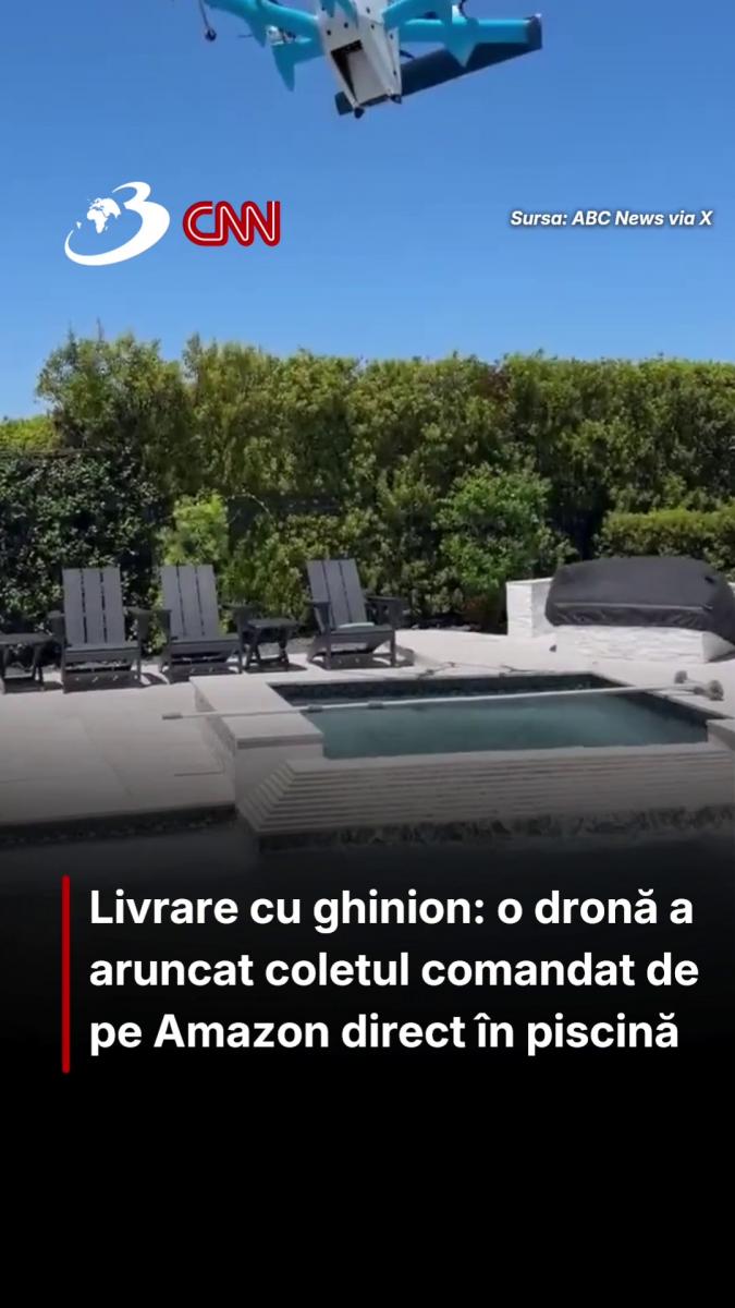 Livrare cu ghinion: o dronă a aruncat coletul comandat de pe Amazon direct în piscină