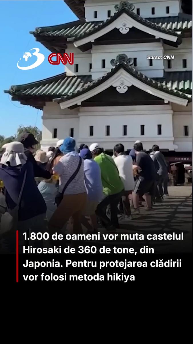 1.800 de oameni vor muta castelul Hirosaki de 360 de tone, din Japonia. Pentru protejarea clădirii vor folosi metoda hikiya