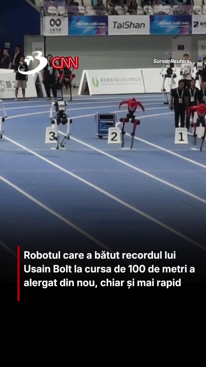 Robotul care a bătut recordul lui Usain Bolt la cursa de 100 de metri a alergat din nou, chiar și mai rapid 