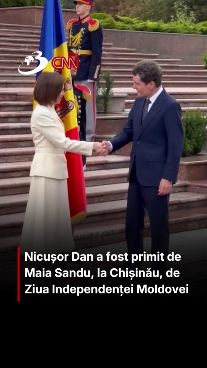 Nicușor Dan a fost primit de Maia Sandu, la Chișinău, de Ziua Independenței Moldovei