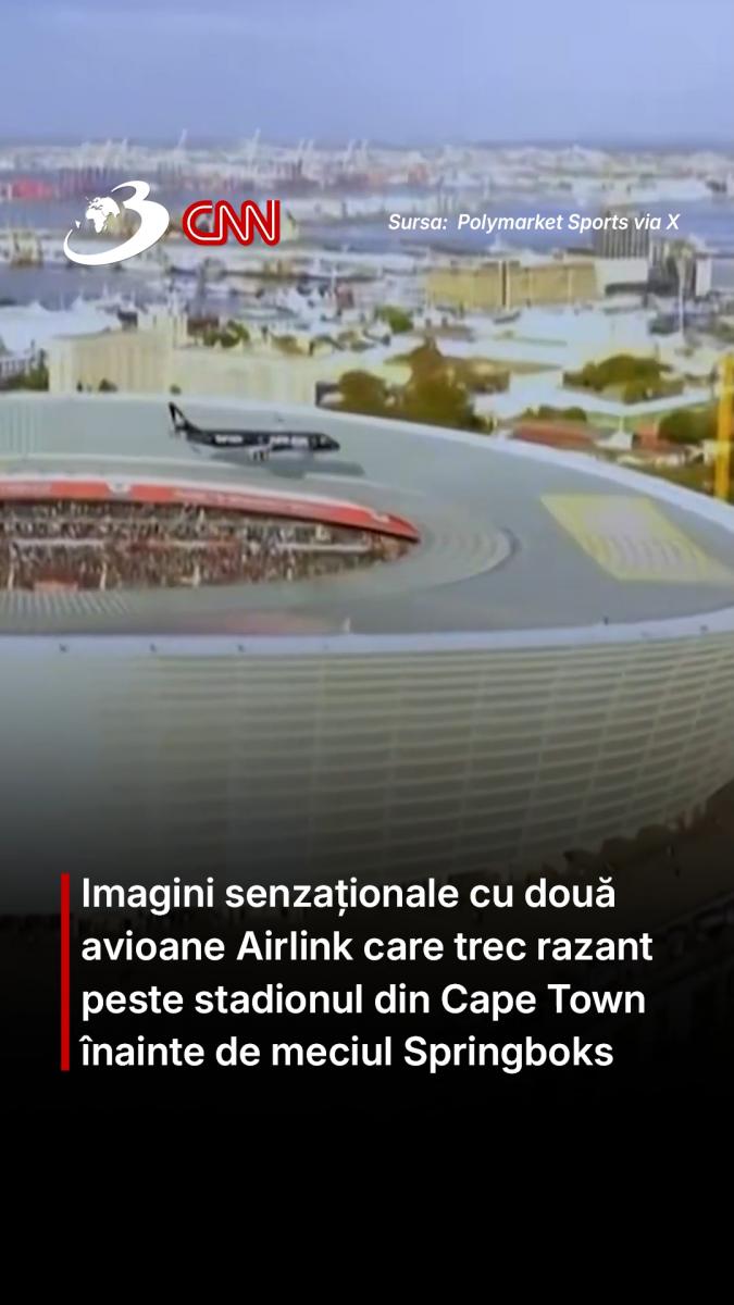 Imagini senzaționale cu două avioane Airlink care trec razant peste stadionul din Cape Town înainte de meciul Springboks