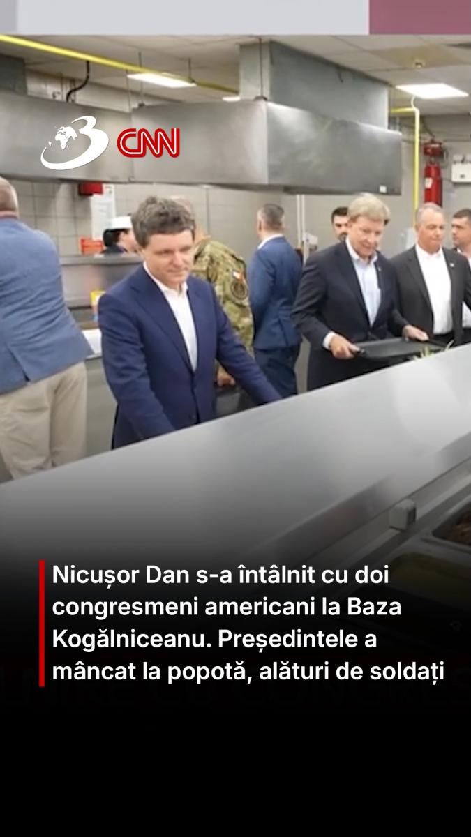 Nicușor Dan s-a întâlnit cu doi congresmeni americani la Baza Kogălniceanu. Președintele a mâncat la popotă, alături de soldați 