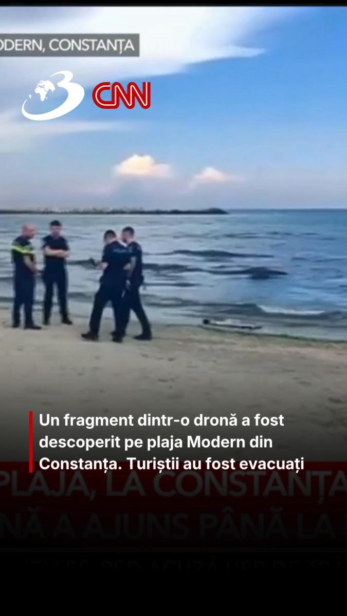Un fragment dintr-o dronă a fost descoperit pe plaja Modern din Constanța. Turiștii au fost evacuați