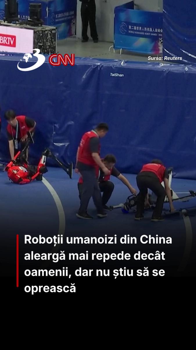 Roboții umanoizi din China aleargă mai repede decât oamenii, dar nu știu să se oprească