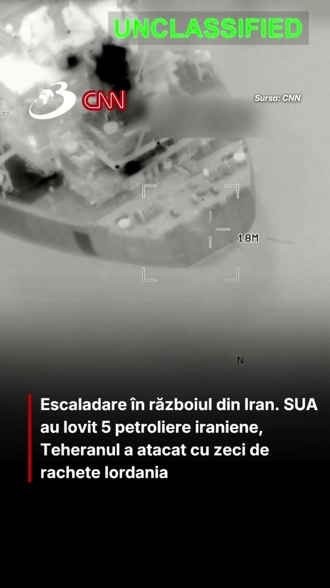 Escaladare în războiul din Iran. SUA au lovit 5 petroliere iraniene, Teheranul a atacat cu zeci de rachete Iordania