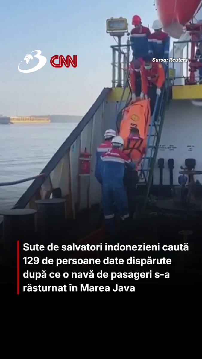 Sute de salvatori indonezieni caută 129 de persoane date dispărute după ce o navă de pasageri s-a răsturnat în Marea Java