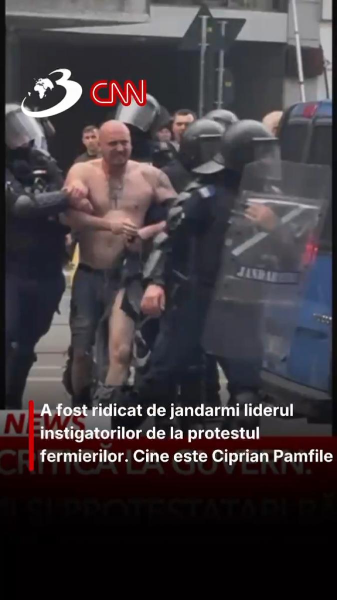 A fost ridicat de jandarmi liderul instigatorilor de la protestul fermierilor. Cine este Ciprian Pamfile