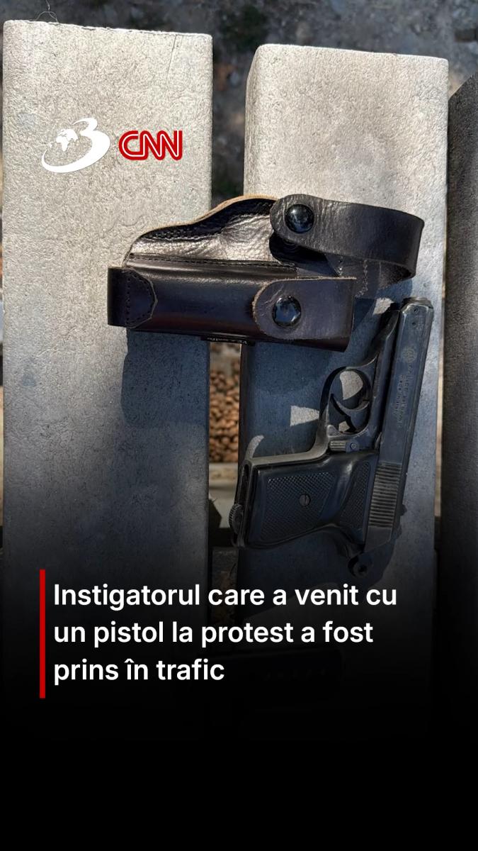 Instigatorul care a venit cu un pistol la protest a fost prins în trafic