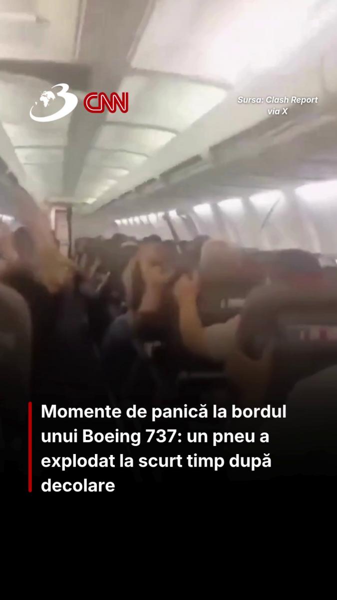 Momente de panică la bordul unui Boeing 737: un pneu a explodat la scurt timp după decolare