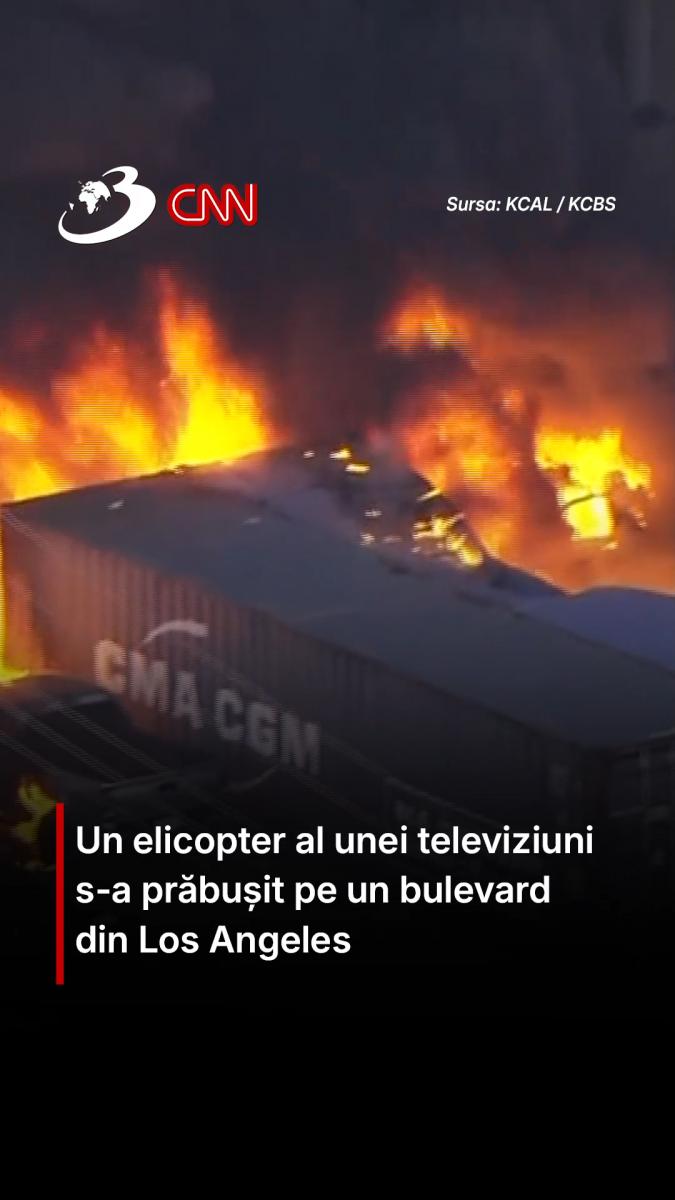 Un elicopter al unei televiziuni s-a prăbușit pe un bulevard din Los Angeles