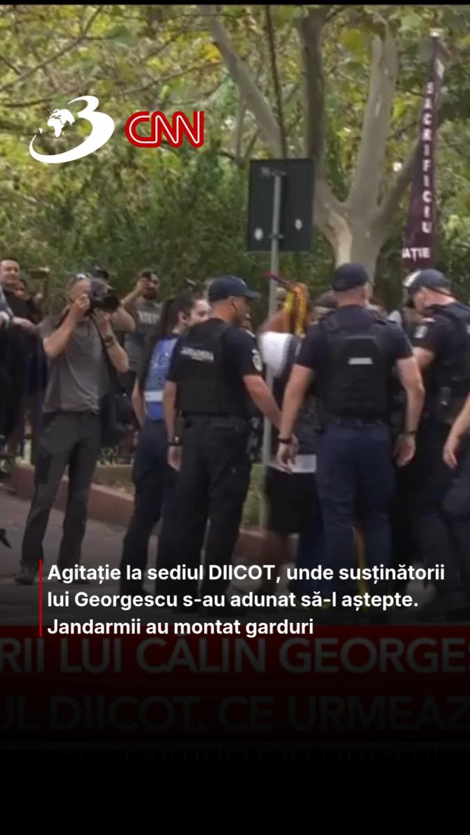Agitație la sediul DIICOT, unde susținătorii lui Georgescu s-au adunat să-l aștepte. Jandarmii au montat garduri