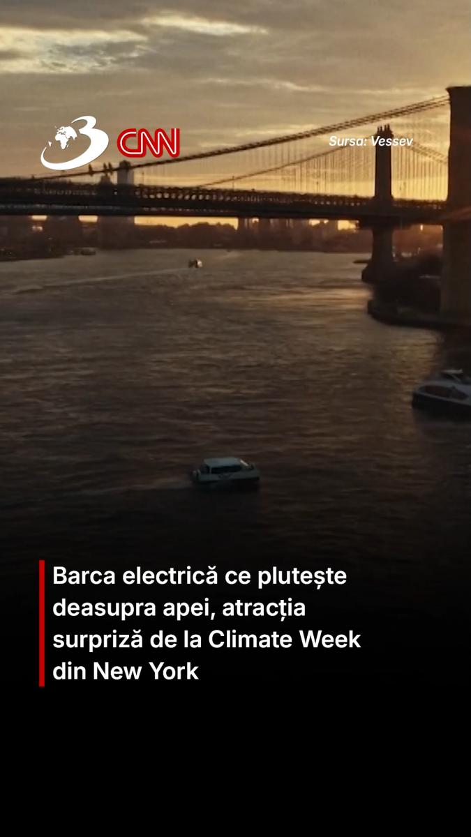 Barca electrică ce plutește deasupra apei, atracția surpriză de la Climate Week din New York