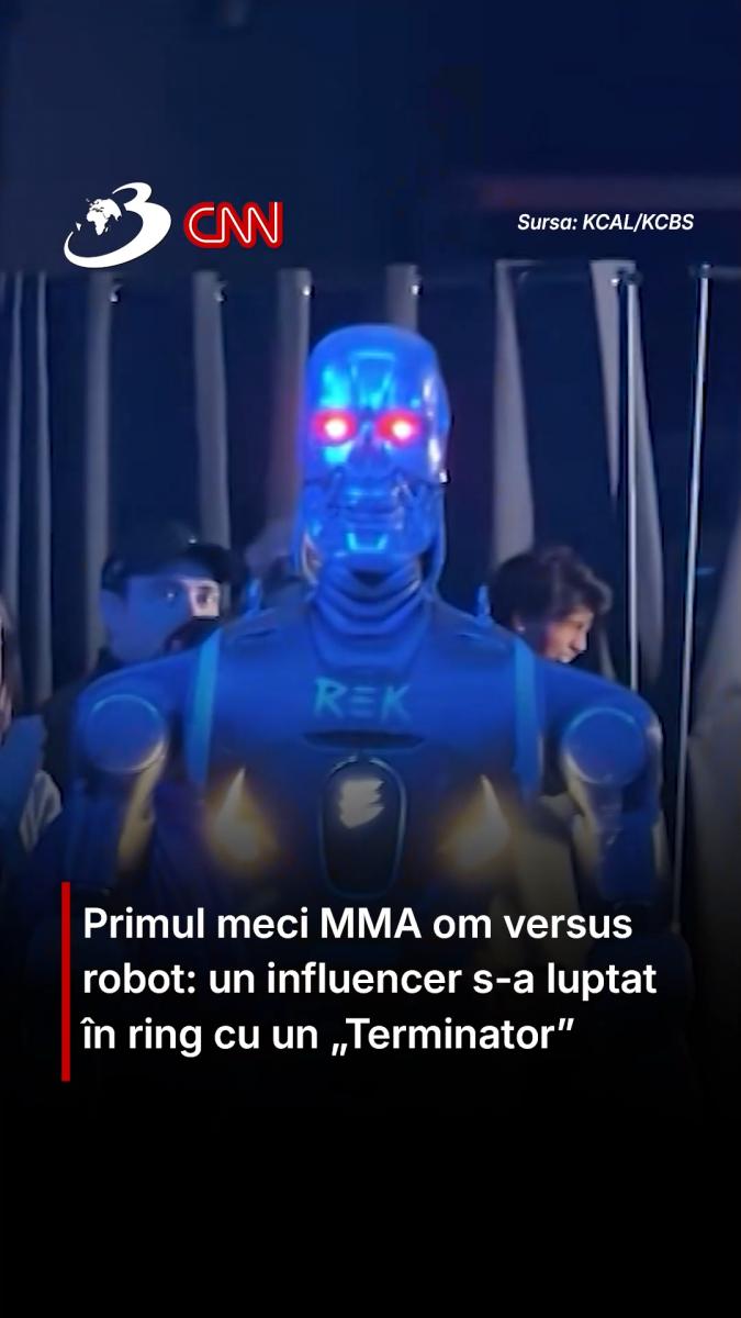 Primul meci MMA om versus robot: un influencer s-a luptat în ring cu un „Terminator”