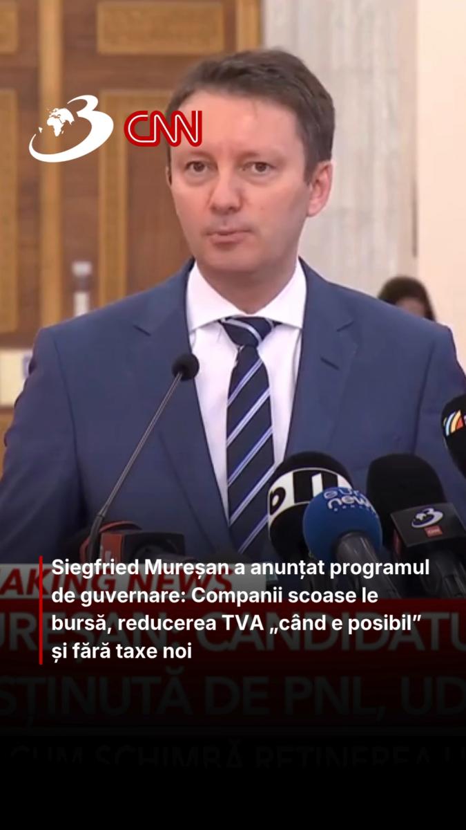 Siegfried Mureșan a anunțat programul de guvernare: Companii scoase le bursă, reducerea TVA „când e posibil” și fără taxe noi