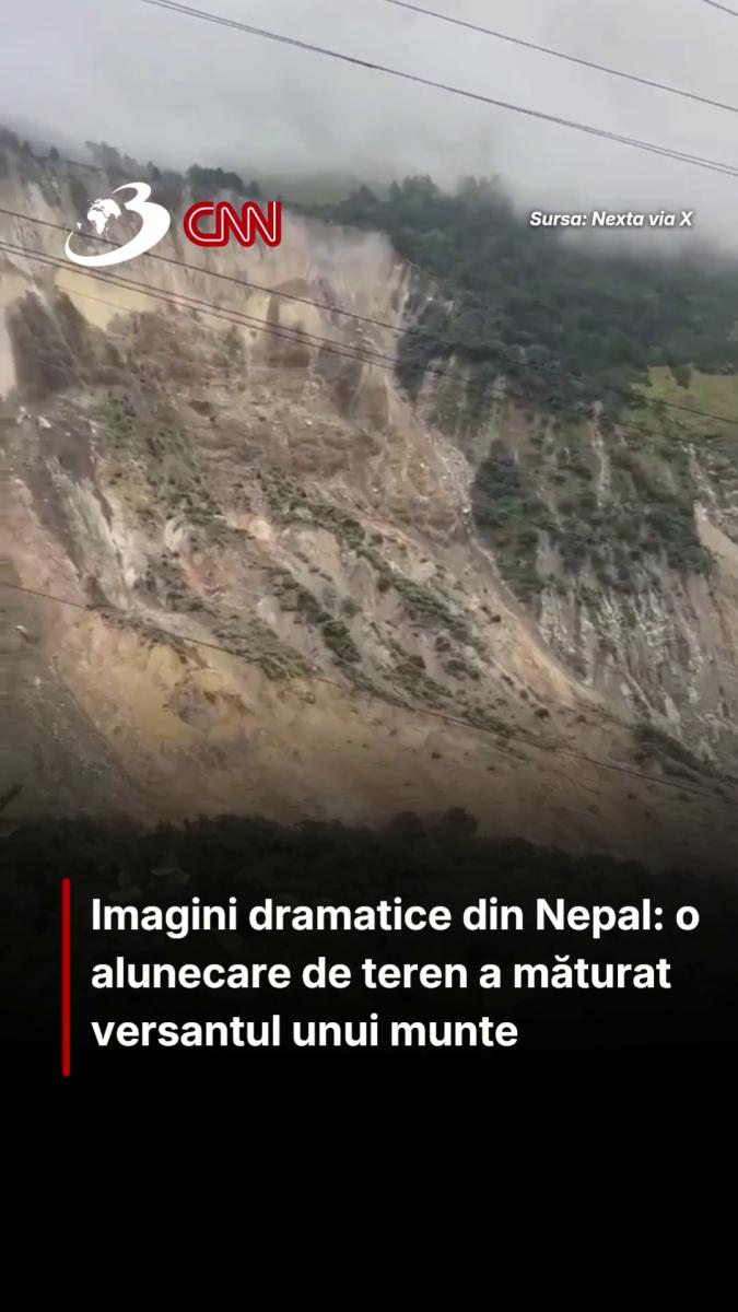 Imagini dramatice din Nepal: o alunecare de teren a măturat versantul unui munte
