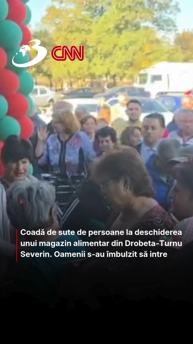 Coadă de sute de persoane la deschiderea unui magazin alimentar din Drobeta-Turnu Severin. Oamenii s-au îmbulzit să intre 