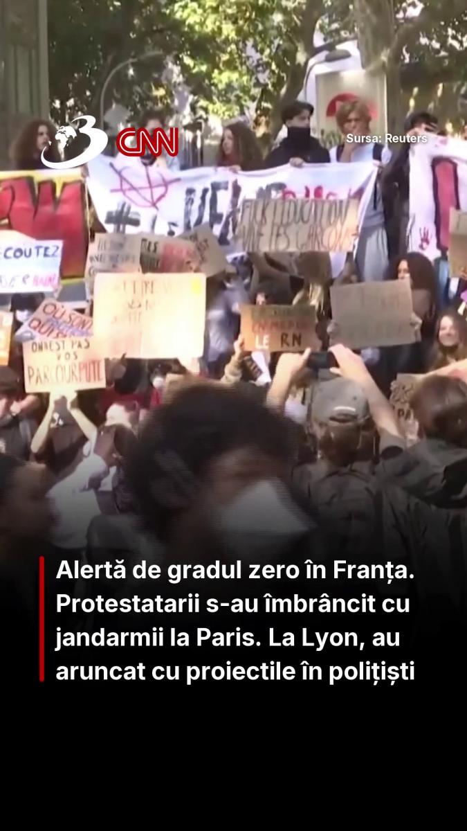 Alertă de gradul zero în Franța. Protestatarii s-au îmbrâncit cu jandarmii la Paris. La Lyon, au aruncat cu proiectile în polițiști 