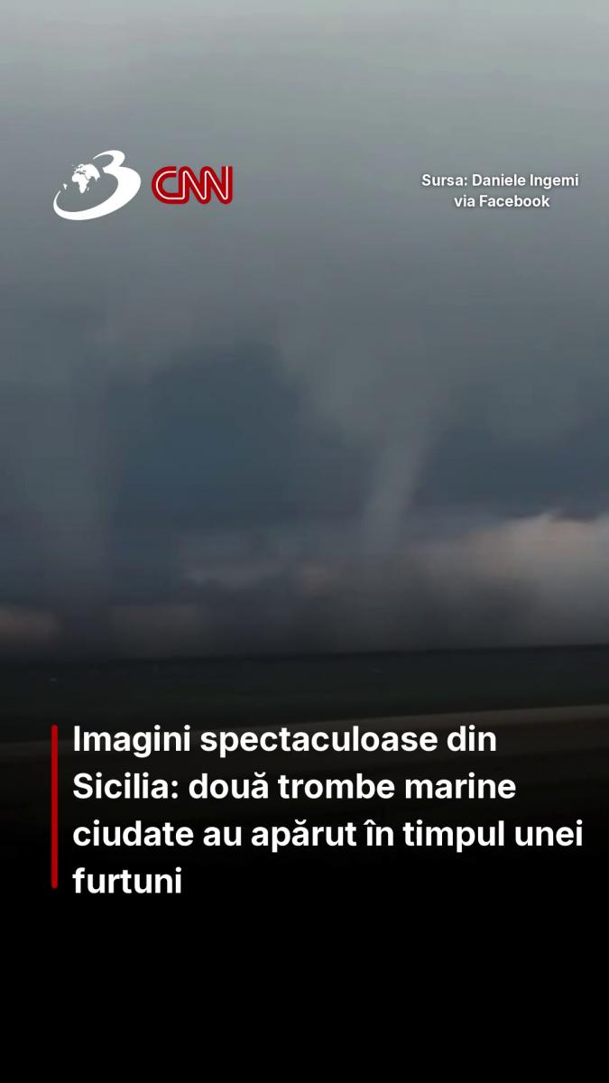 Imagini spectaculoase din Sicilia: două trombe marine ciudate au apărut în timpul unei furtuni
