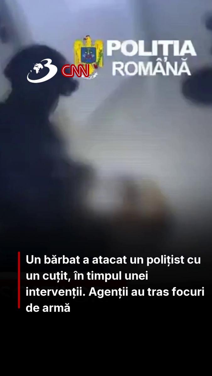 Un bărbat a atacat un polițist cu un cuțit, în timpul unei intervenții. Agenții au tras focuri de armă