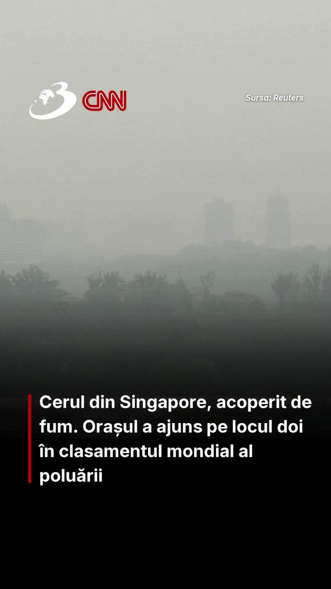 Cerul din Singapore, acoperit de fum. Orașul a ajuns pe locul doi în clasamentul mondial al poluării