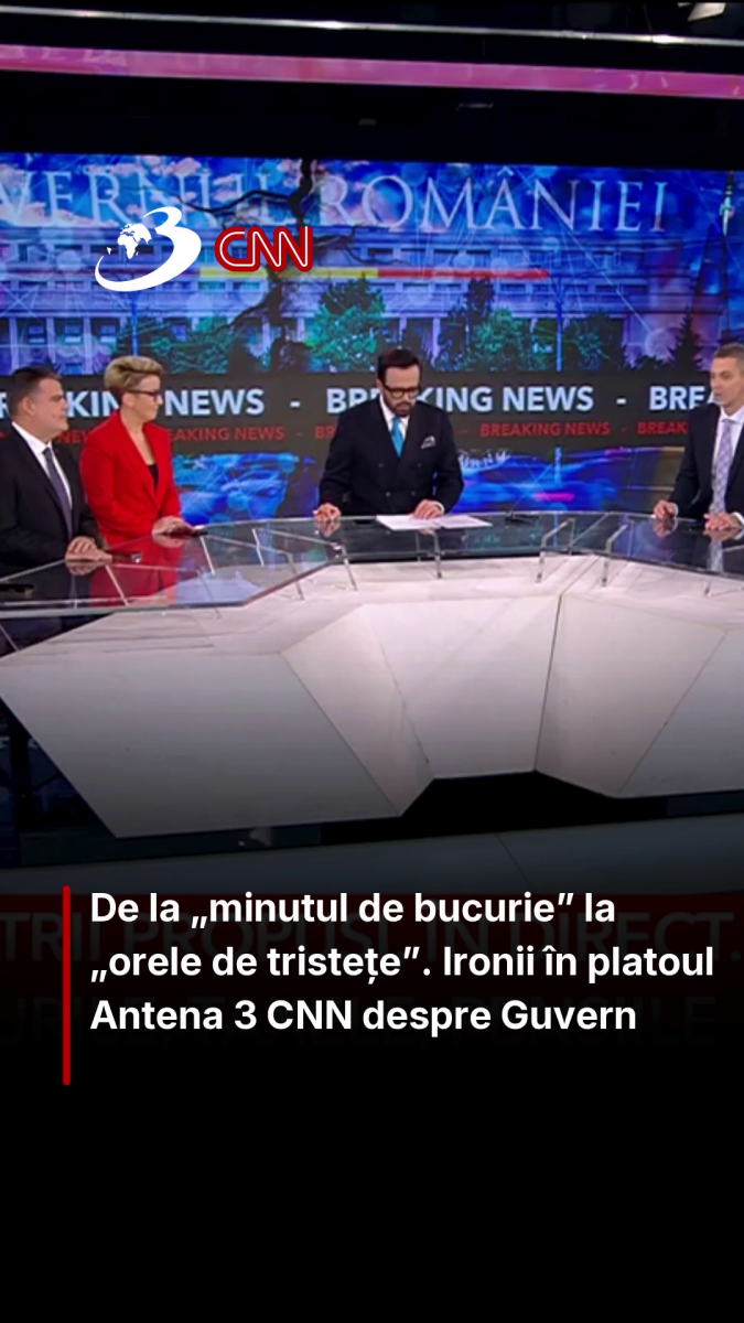 De la „minutul de bucurie” la „orele de tristețe”. Ironii în platoul Antena 3 CNN despre Guvern