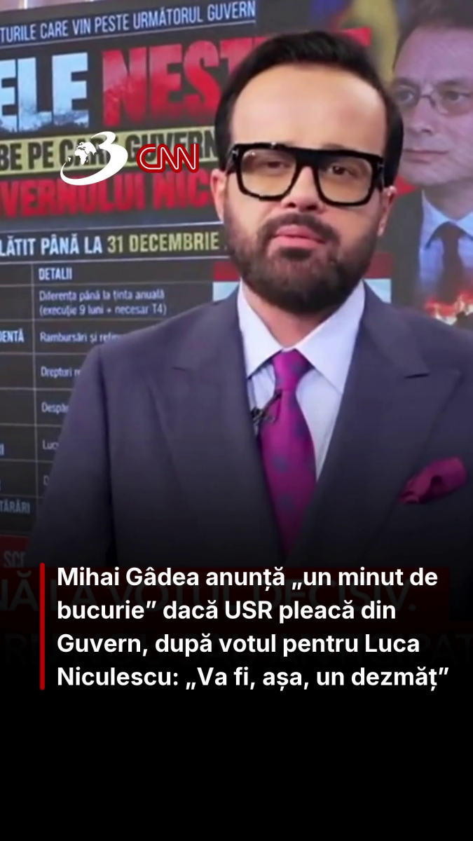 Mihai Gâdea anunță „un minut de bucurie” dacă USR pleacă din Guvern, după votul pentru Luca Niculescu: „Va fi, așa, un dezmăț”