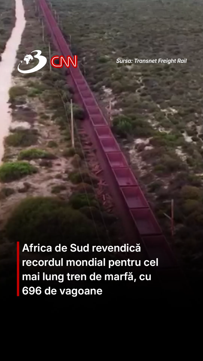 Africa de Sud revendică recordul mondial pentru cel mai lung tren de marfă, cu 696 de vagoane