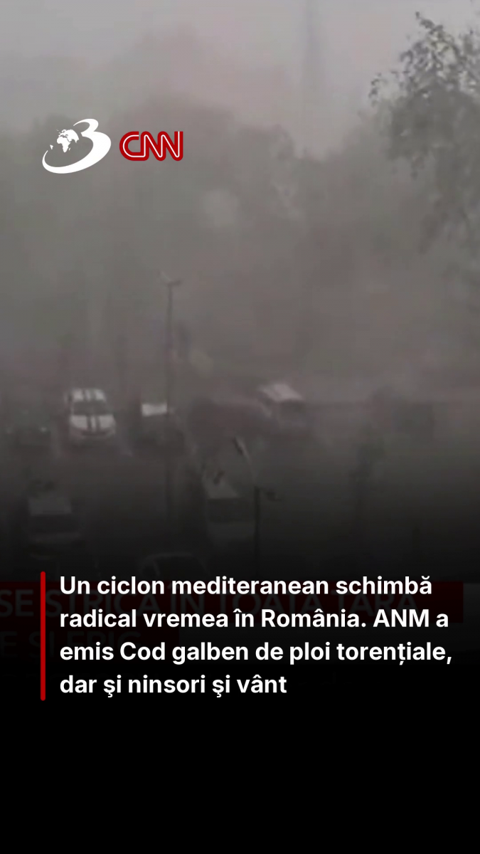 Un ciclon mediteranean schimbă radical vremea în România. ANM a emis Cod galben de ploi torențiale, dar şi ninsori şi vânt