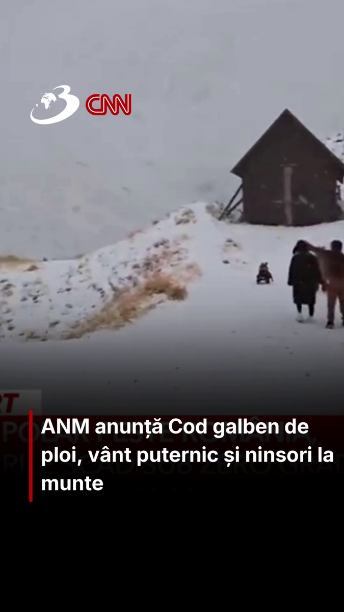 ANM anunță Cod galben de ploi, vânt puternic și ninsori la munte