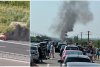 Blocaj pe Autostrada Soarelui, după ce o mașină a ars ca o torță, pe sensul spre București 719672