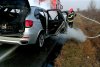Trafic oprit pe Autostrada București-Pitești, după ce o mașină a luat foc 754573