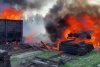 Vagoane în flăcări pe calea ferată, după ce Rusia a bombardat la Liman un nod feroviar folosit de trupele ucrainene 764791
