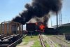 Vagoane în flăcări pe calea ferată, după ce Rusia a bombardat la Liman un nod feroviar folosit de trupele ucrainene 764793