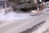 Un camion a luat foc în mers, pe drumul expres din Oradea. Incendiul a distrus capul tractor 824204