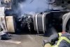 Un camion a luat foc în mers, pe drumul expres din Oradea. Incendiul a distrus capul tractor 824207