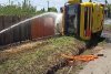 Cisternă răsturnată în Ploiești. Motorina se scurge din rezervor. Două persoane au nevoie de îngrijiri medicale 848020