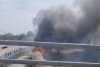 Incendiu în zona Podului Basarab din Bucureşti. Ard mai multe vagoane de tren dezafectate 860301